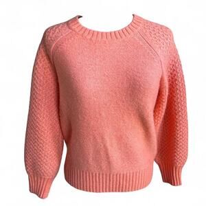 J Crew Wool & Alpaca Blend Salmon Pink Crewneck Sweater Size Small